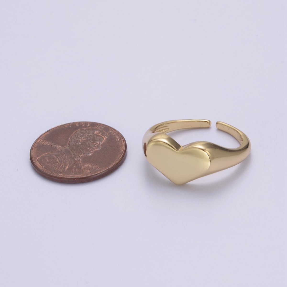 Heart Signet Ring, Heart Ring, Chunky Ring, Statement Ring, Gold Signet Ring, Dainty Ring, Minimalist Ring, Stacking Ring U-491 - DLUXCA