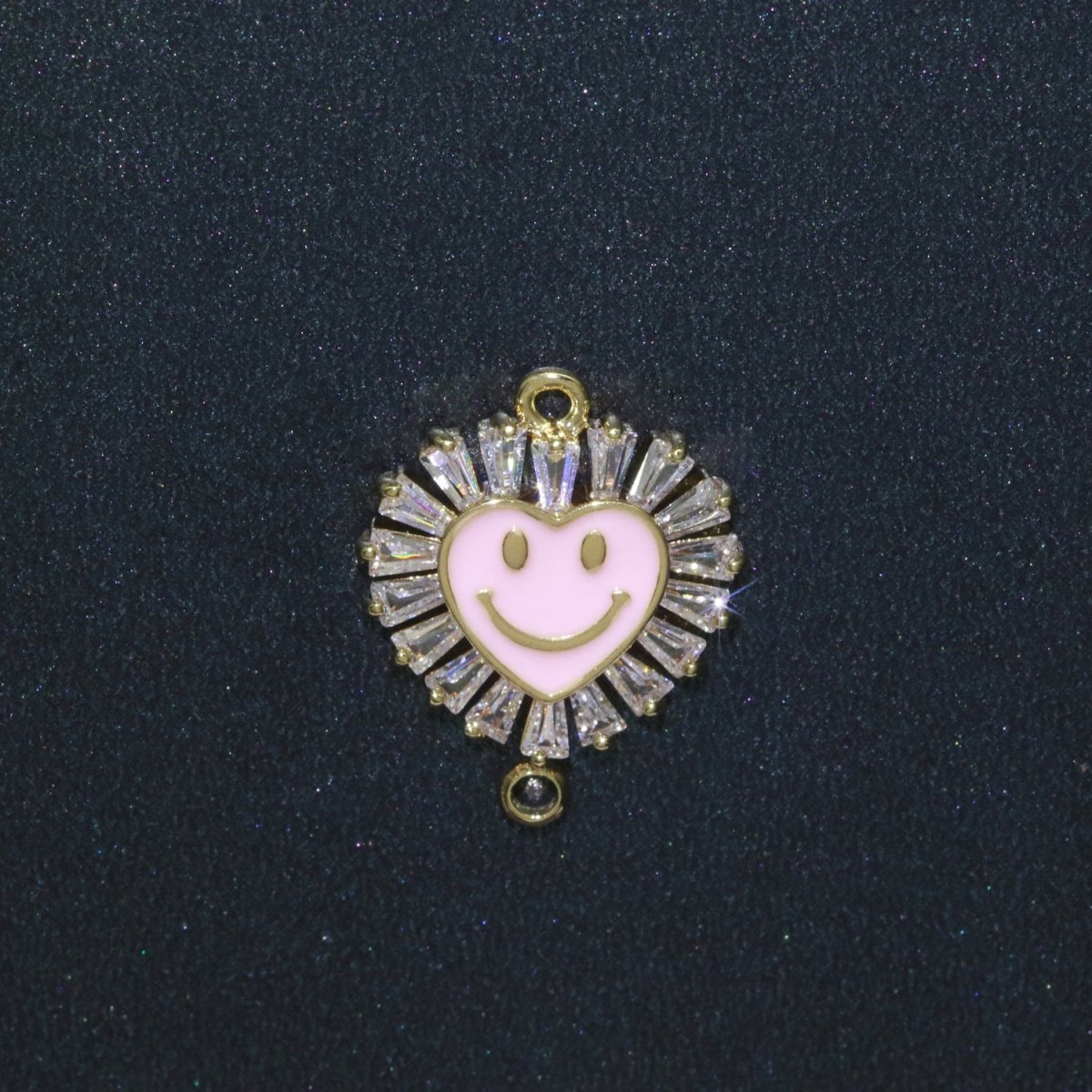 Heart Smiley Face Charm Cubic Happy Face Pendant for Necklace Earring Component Enamel Y2K Jewelry Trend White Teal Pink Blue F-844~F-849