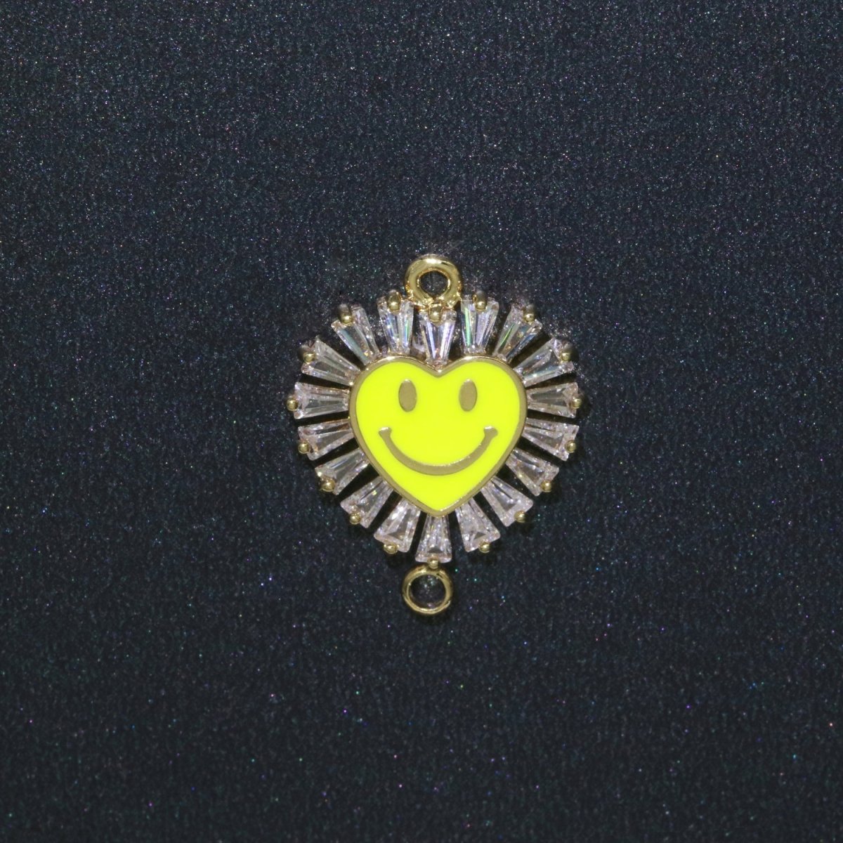 Heart Smiley Face Charm Cubic Happy Face Pendant for Necklace Earring Component Enamel Y2K Jewelry Trend White Teal Pink Blue F-844~F-849