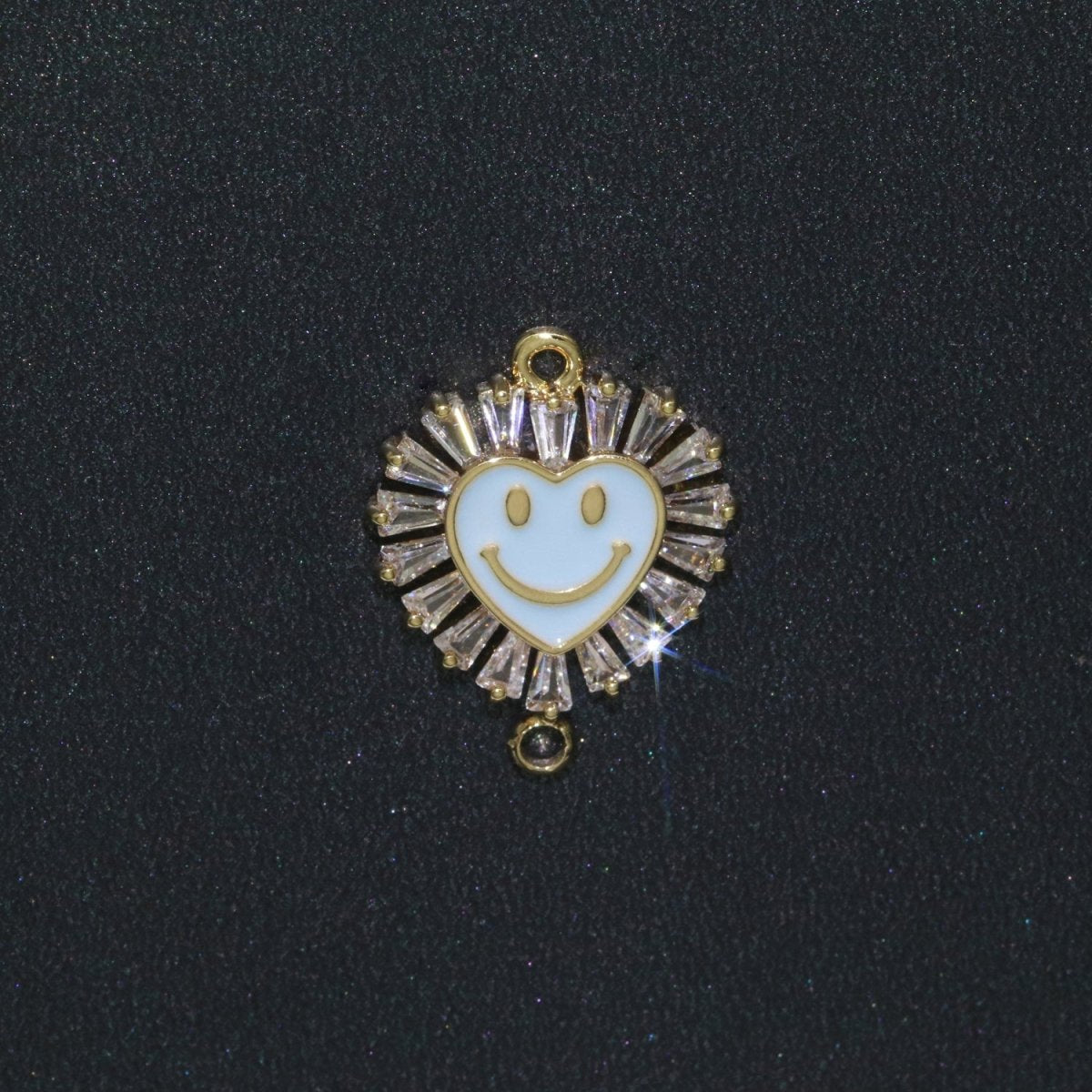 Heart Smiley Face Charm Cubic Happy Face Pendant for Necklace Earring Component Enamel Y2K Jewelry Trend White Teal Pink Blue F-844~F-849