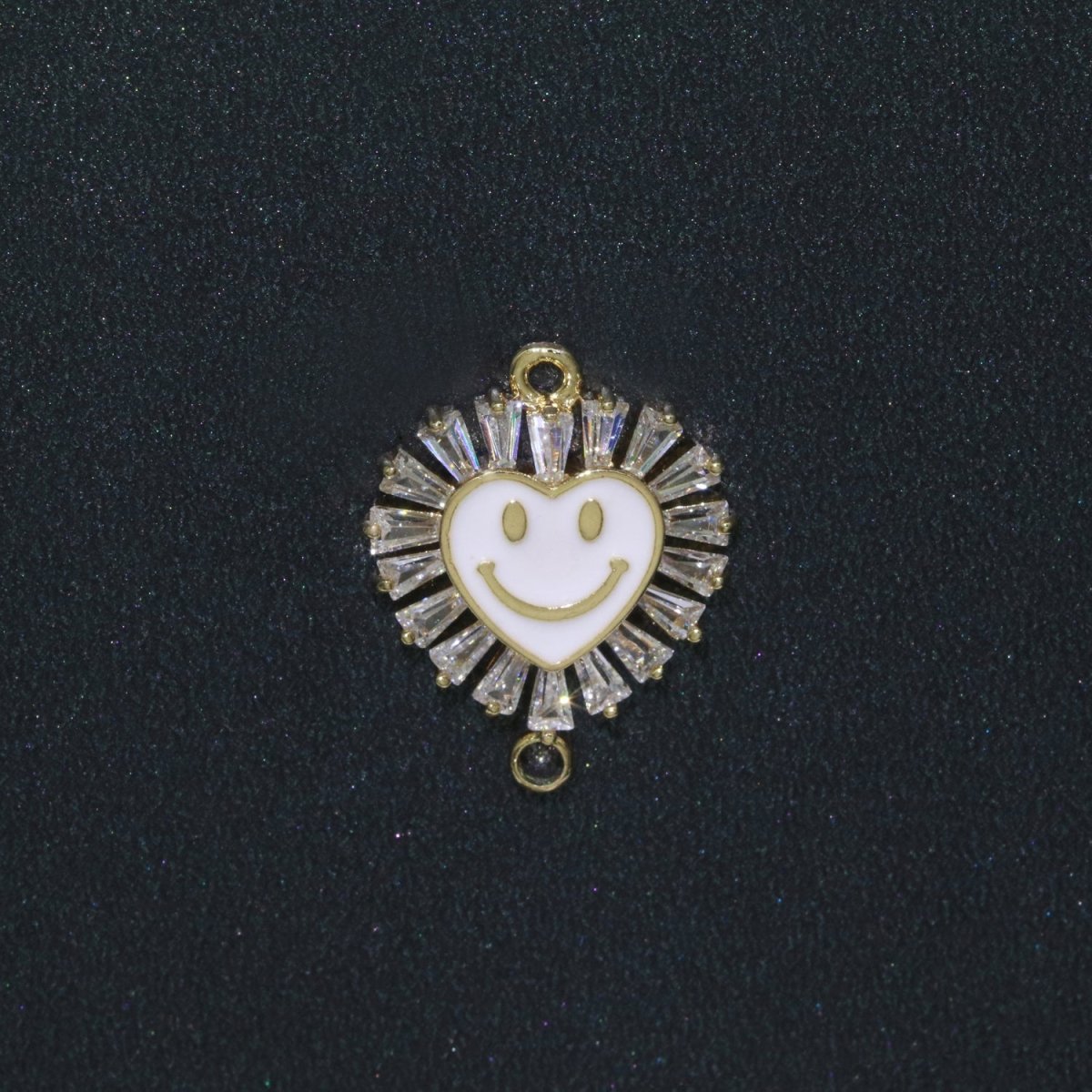 Heart Smiley Face Charm Cubic Happy Face Pendant for Necklace Earring Component Enamel Y2K Jewelry Trend White Teal Pink Blue F-844~F-849