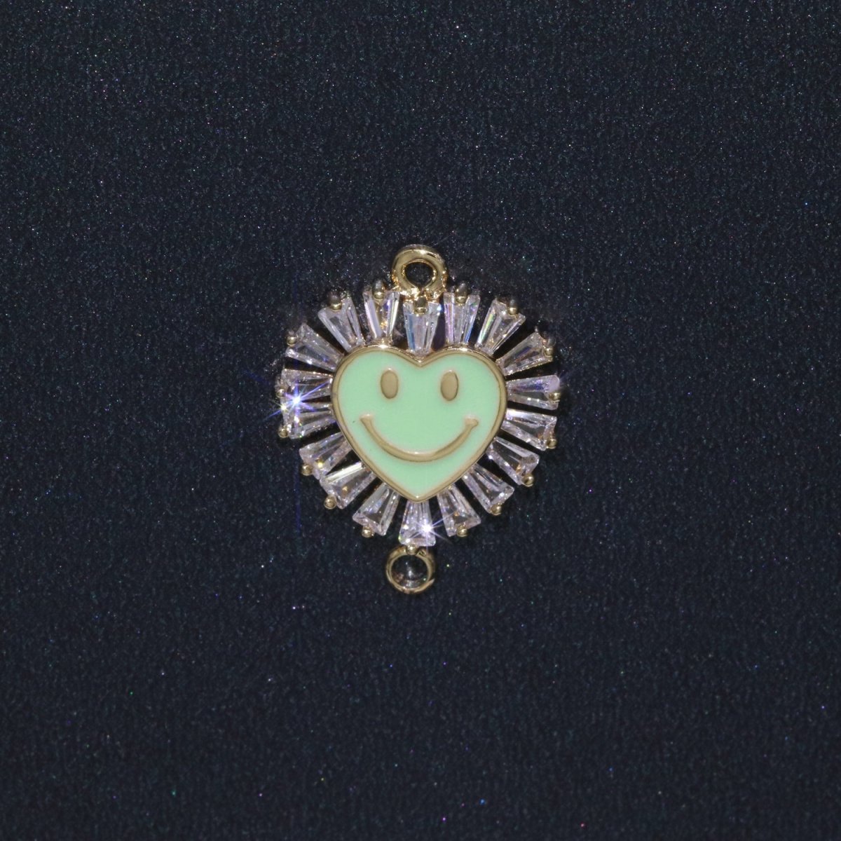 Heart Smiley Face Charm Cubic Happy Face Pendant for Necklace Earring Component Enamel Y2K Jewelry Trend White Teal Pink Blue F-844~F-849