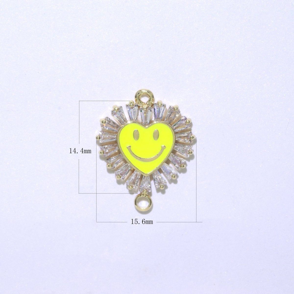 Heart Smiley Face Charm Cubic Happy Face Pendant for Necklace Earring Component Enamel Y2K Jewelry Trend White Teal Pink Blue F-844~F-849