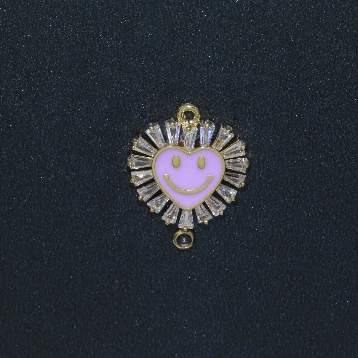 Heart Smiley Face Charm Cubic Happy Face Pendant for Necklace Earring Component Enamel Y2K Jewelry Trend White Teal Pink Blue F-844~F-849