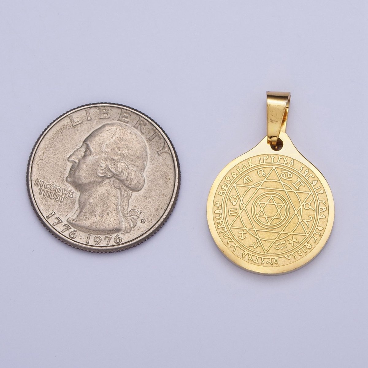 Hebrew Seven Archangels Raphael, Haniel, Michael, Gabriel, Tzafqiel, Tzadkiel, Samael Hebrew Medallion Pendant X-656 - DLUXCA