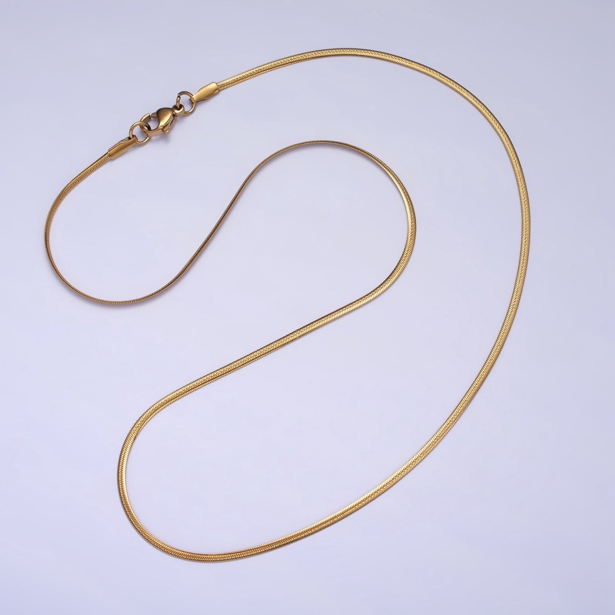 Herringbone Necklace in Gold Stainless Steel Snake Chain 17.75 inch Dainty Ready to Wear Chain for Minimalist Jewelry | WA-1548 WA-1549 Clearance Pricing