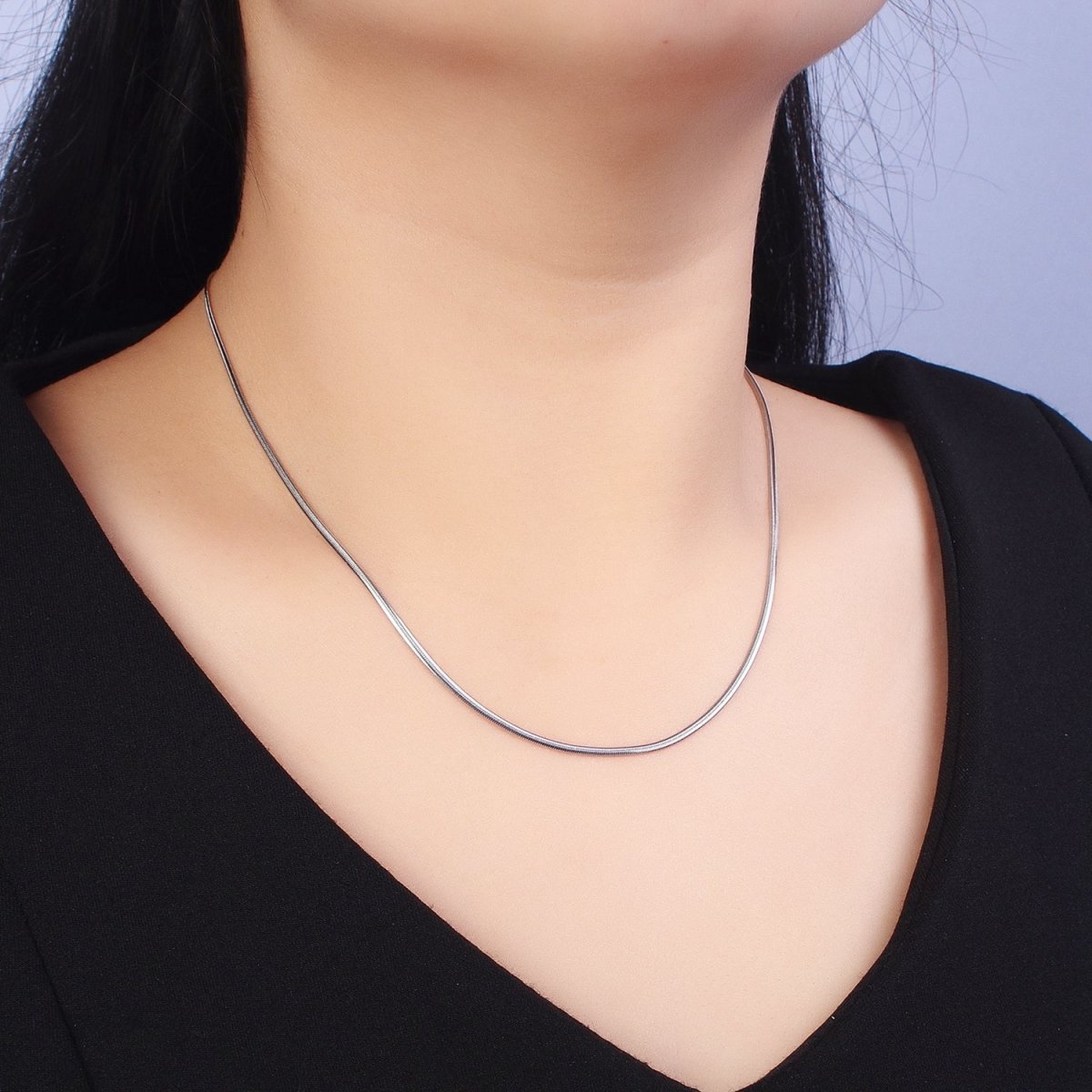 Herringbone Necklace in Gold Stainless Steel Snake Chain 17.75 inch Dainty Ready to Wear Chain for Minimalist Jewelry | WA-1548 WA-1549 Clearance Pricing