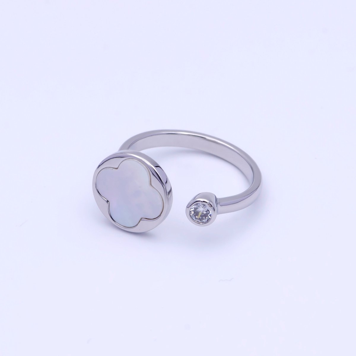 High Quality 18k Gold Plated Clover Ring Open Adjustable Silver Ring for Minimalist Jewelry U-072 U-077