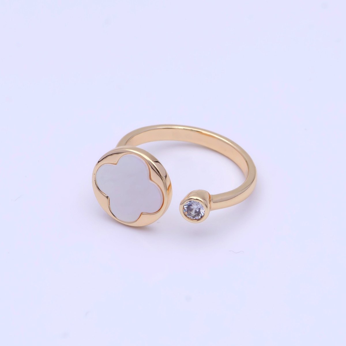 High Quality 18k Gold Plated Clover Ring Open Adjustable Silver Ring for Minimalist Jewelry U-072 U-077