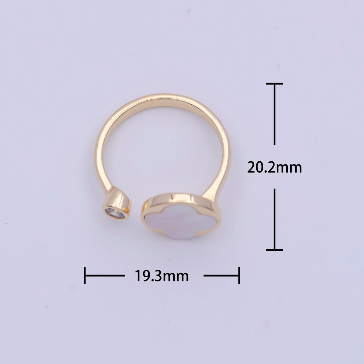 High Quality 18k Gold Plated Clover Ring Open Adjustable Silver Ring for Minimalist Jewelry U-072 U-077