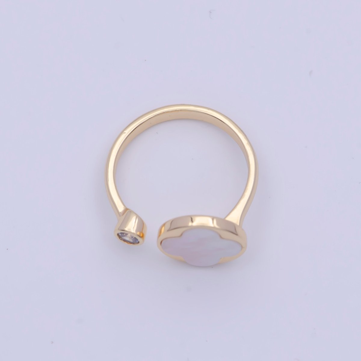 High Quality 18k Gold Plated Clover Ring Open Adjustable Silver Ring for Minimalist Jewelry U-072 U-077