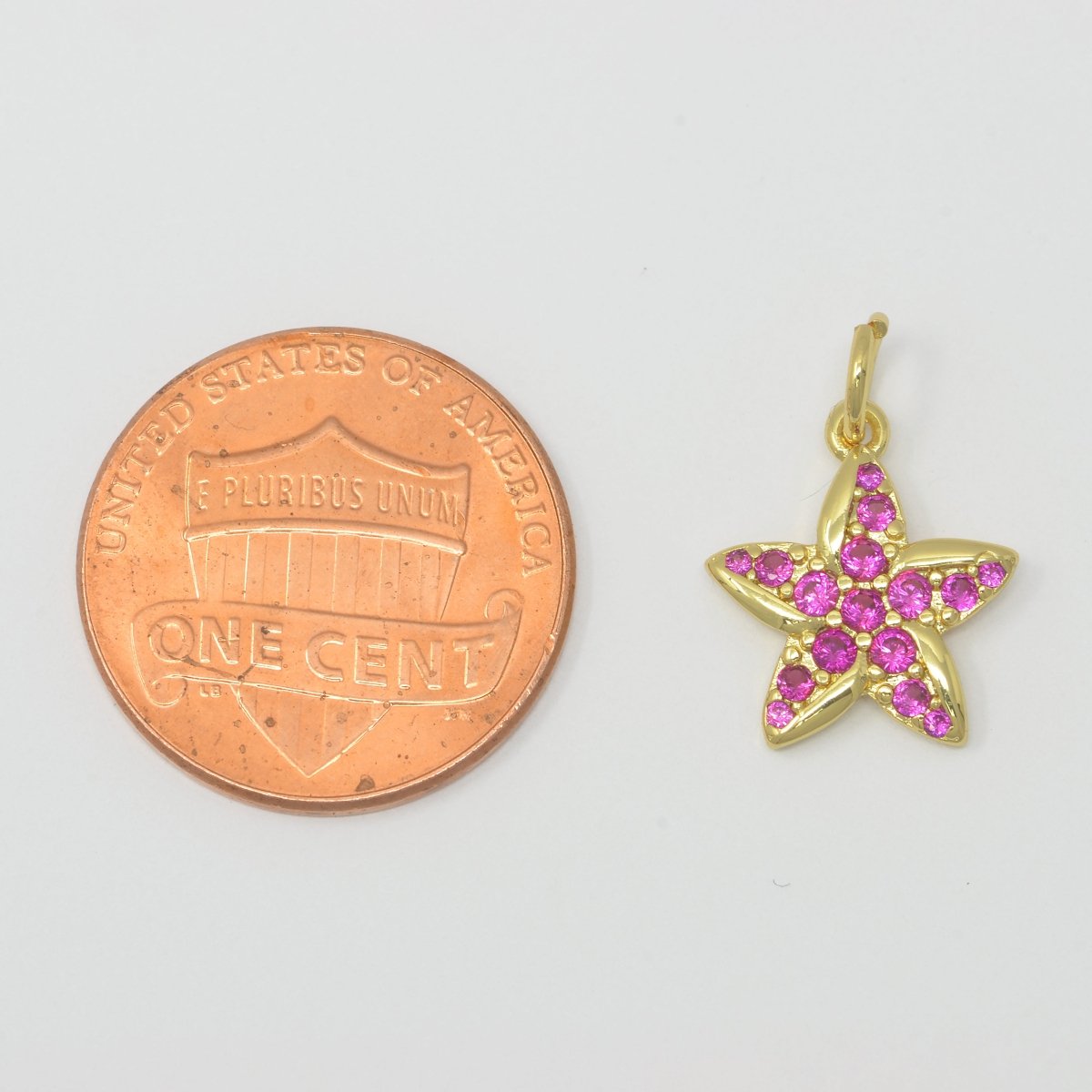 Hot Pink Star Gold Filled Charm M-389 M-483