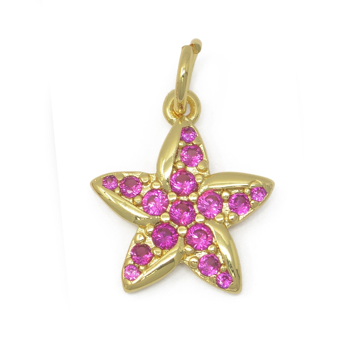 Hot Pink Star Gold Filled Charm M-389 M-483
