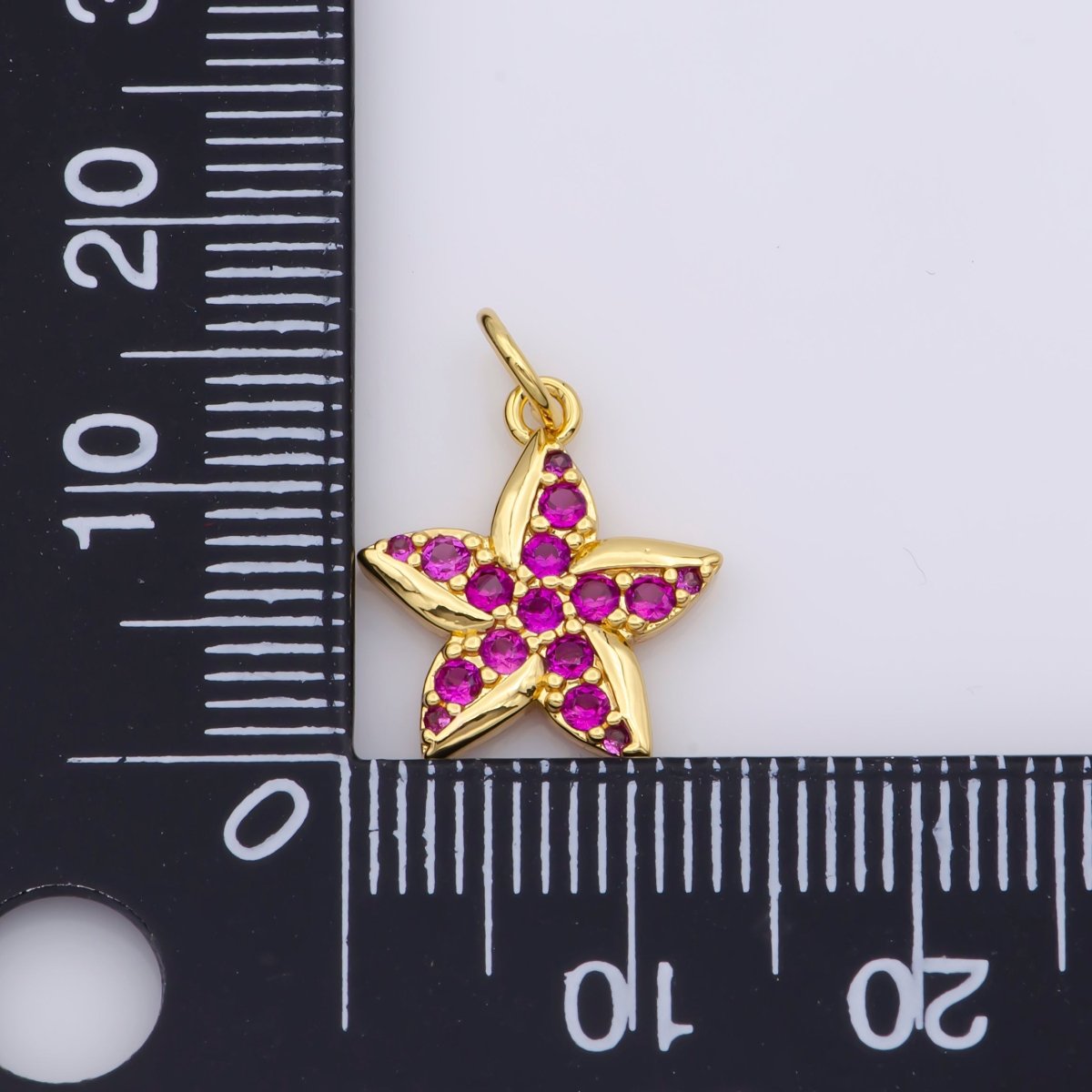 Hot Pink Star Gold Filled Charm M-389 M-483