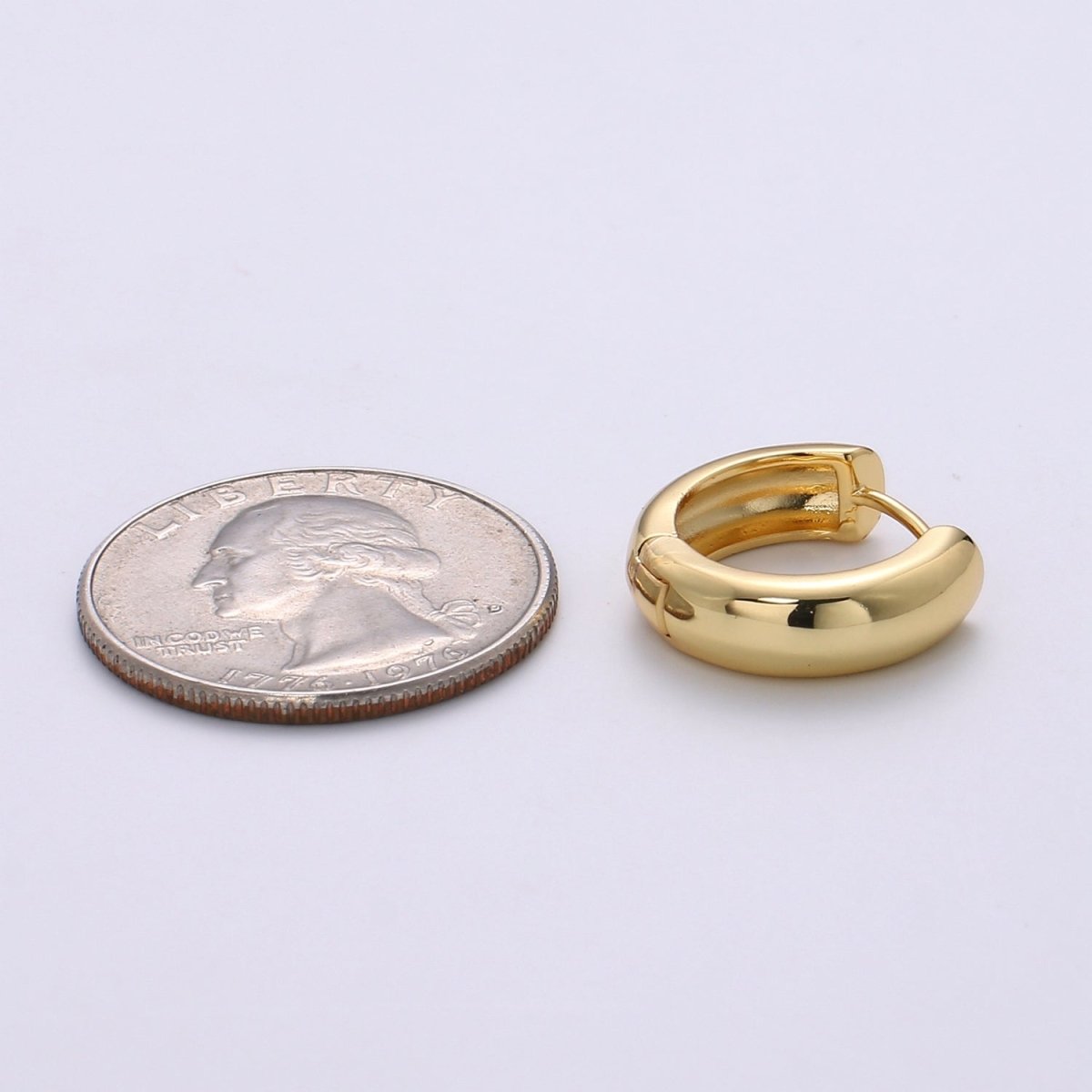 HUGGIE EARRING 18mm- Hoops,9.8mm- 18K Small Loops, Huggie Hoop Earring, Hoop Earrings Q-348 Q-392