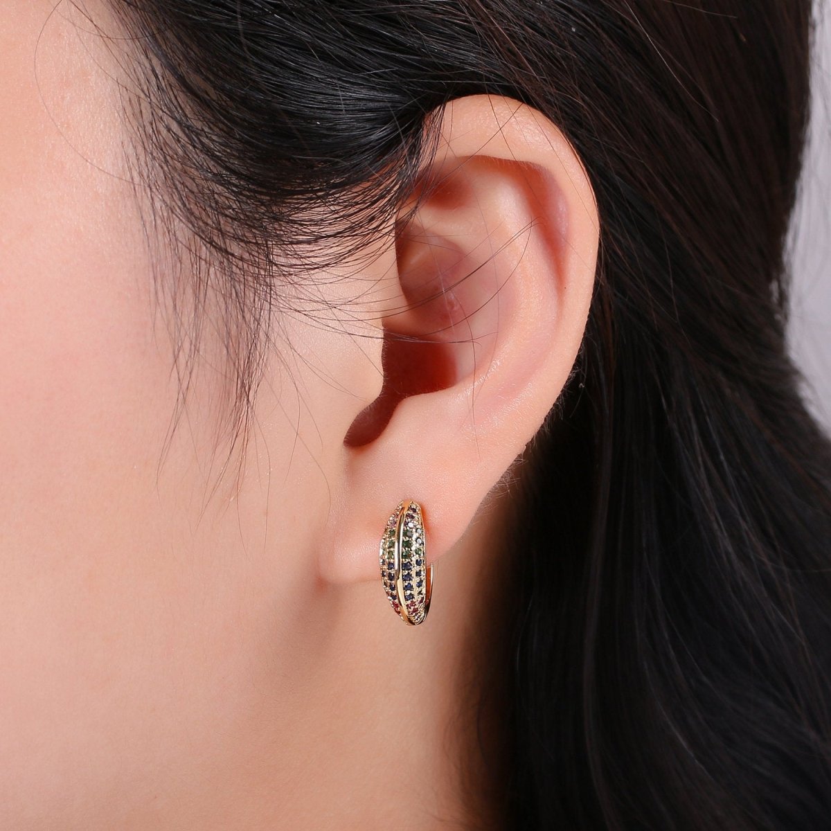 Huggie Earrings, Small hoop earrings, Gold hoops, Chunky Hoop Earrings, Cz Huggie Hoop Earrings, Minimalist hoop earrings, Dainty Cubic hoop K-861 K-862