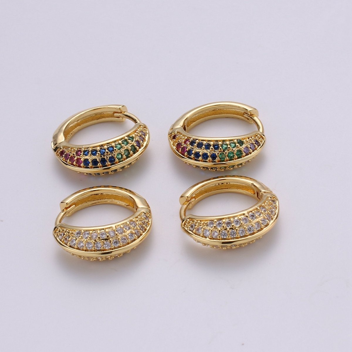 Huggie Earrings, Small hoop earrings, Gold hoops, Chunky Hoop Earrings, Cz Huggie Hoop Earrings, Minimalist hoop earrings, Dainty Cubic hoop K-861 K-862