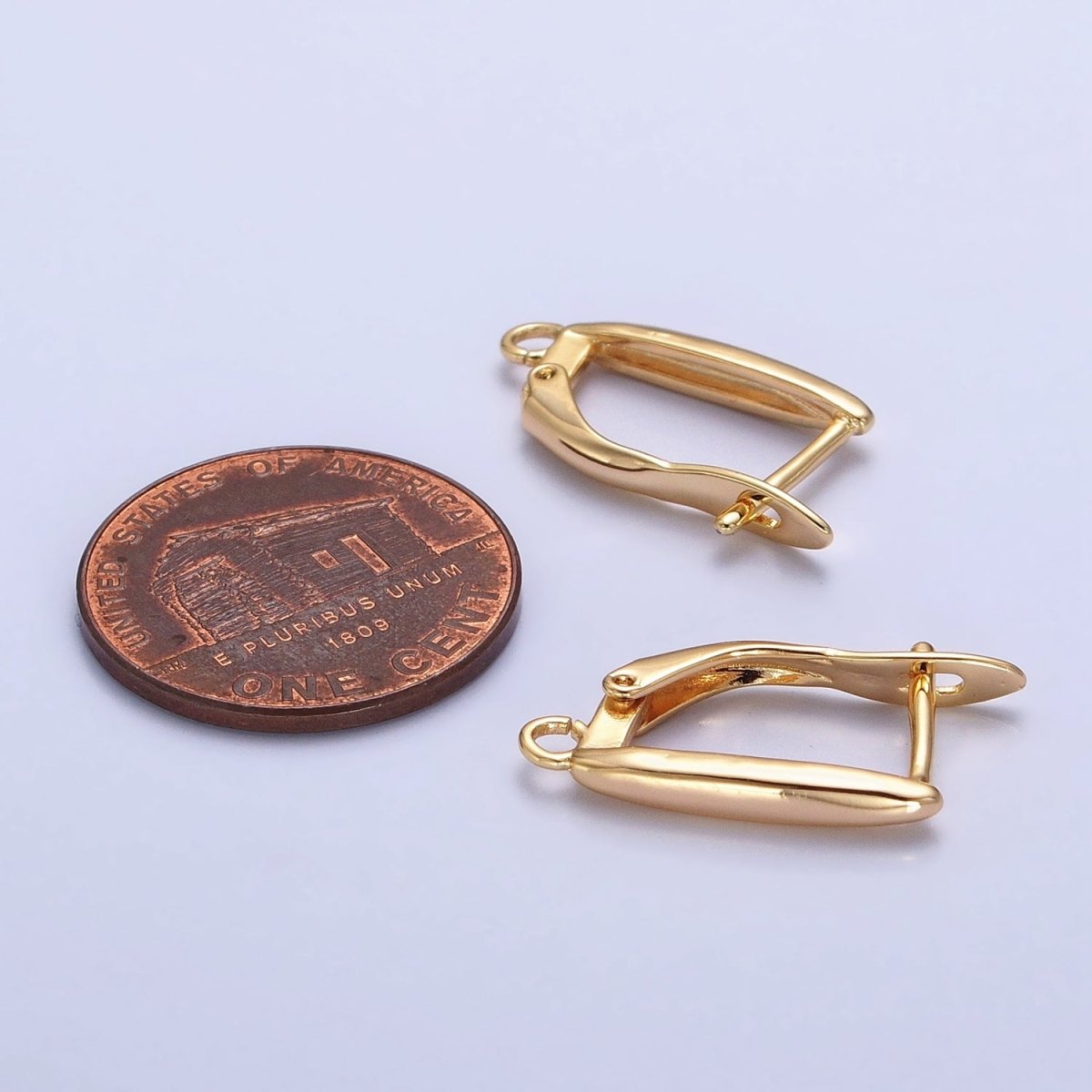 Huggie Hoop One-Touch Hoop Earring Findings in 18K Gold Plating, Earring Hoop with Open Link Ring Z-165 Z-166