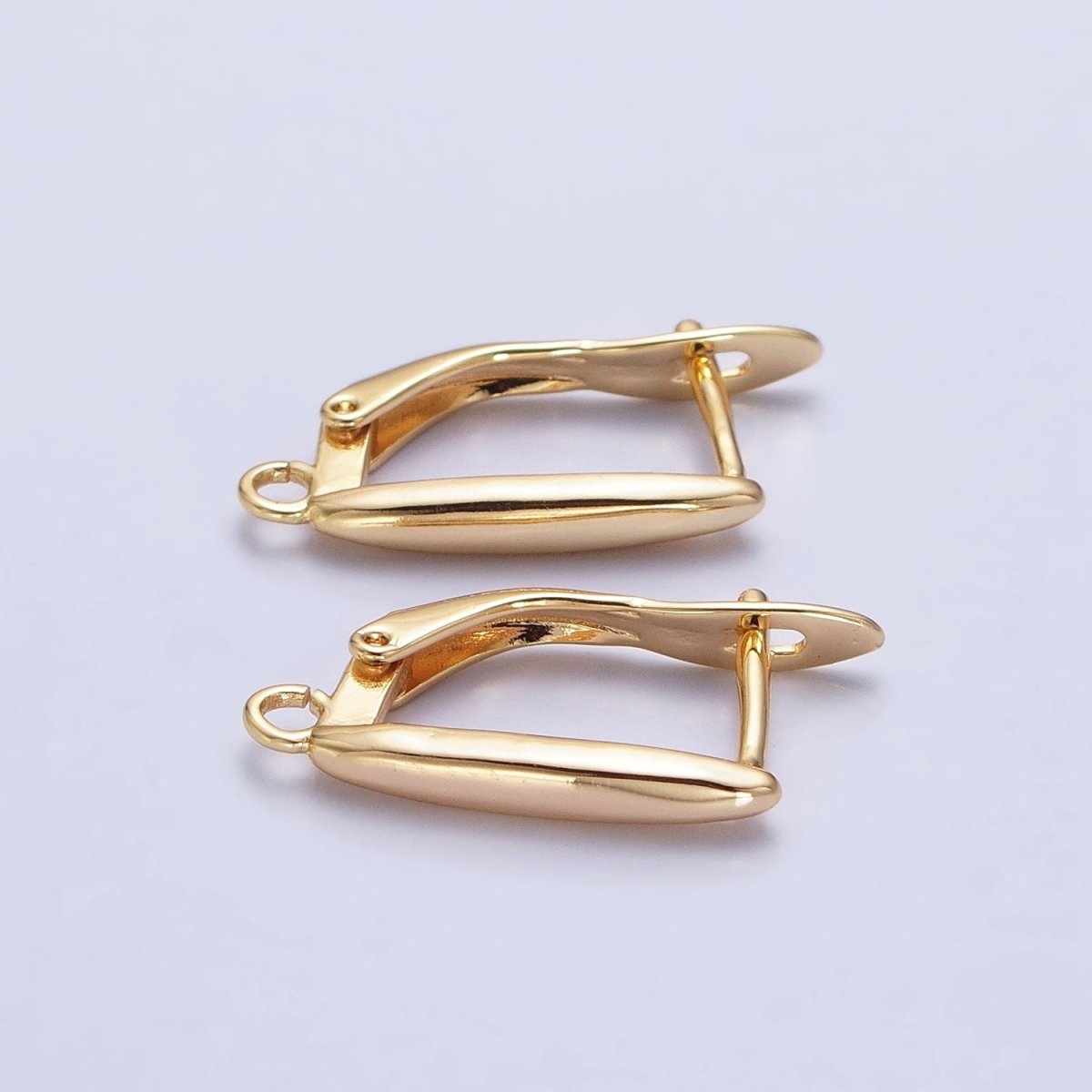 Huggie Hoop One-Touch Hoop Earring Findings in 18K Gold Plating, Earring Hoop with Open Link Ring Z-165 Z-166