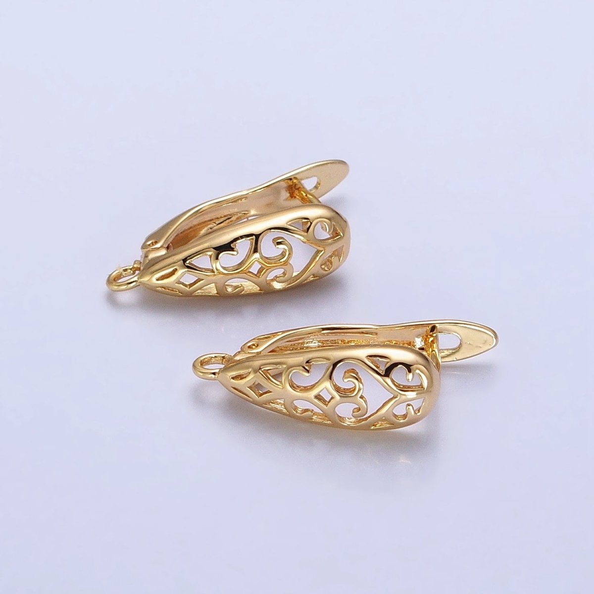Huggie Hoop One-Touch Hoop Earring Findings in 18K Gold Plating Earring with Open Link Ring Z-167 Z-168