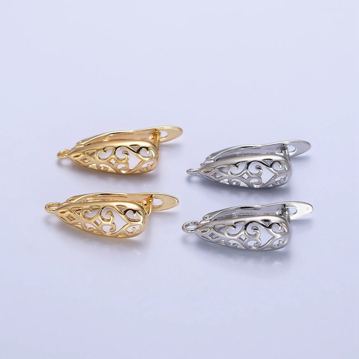 Huggie Hoop One-Touch Hoop Earring Findings in 18K Gold Plating Earring with Open Link Ring Z-167 Z-168