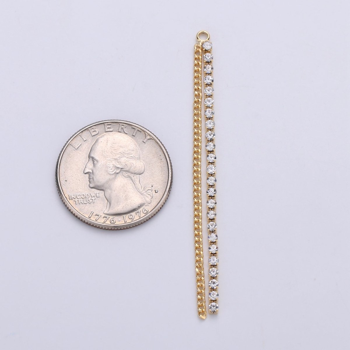 Hypoallergenic 65mm Gold Double Curb Tennis Chain Tassel Dangle Charm Supply | K-427 - DLUXCA