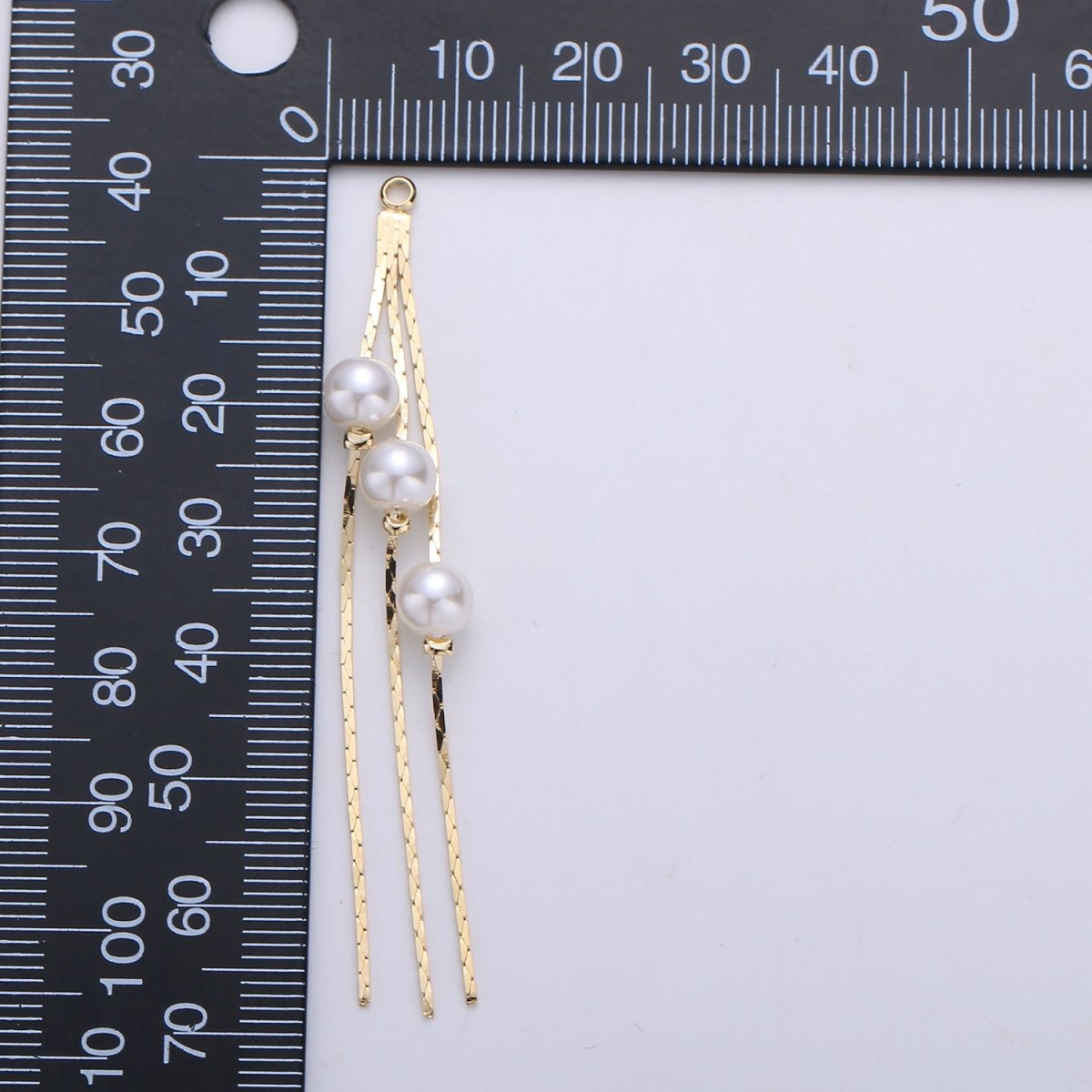 Hypoallergenic 67mm Pearls Gold Cobra Chain Multiple Strands Tassel Charm Supply | K-424 - DLUXCA