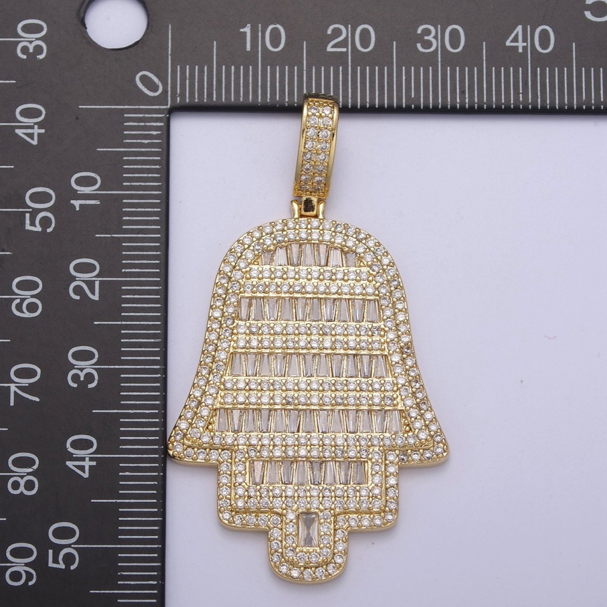 Iced Out Hamsa Hand Cz Pendant Hand of Fatimah Charm Statement Jewelry H-317 - DLUXCA