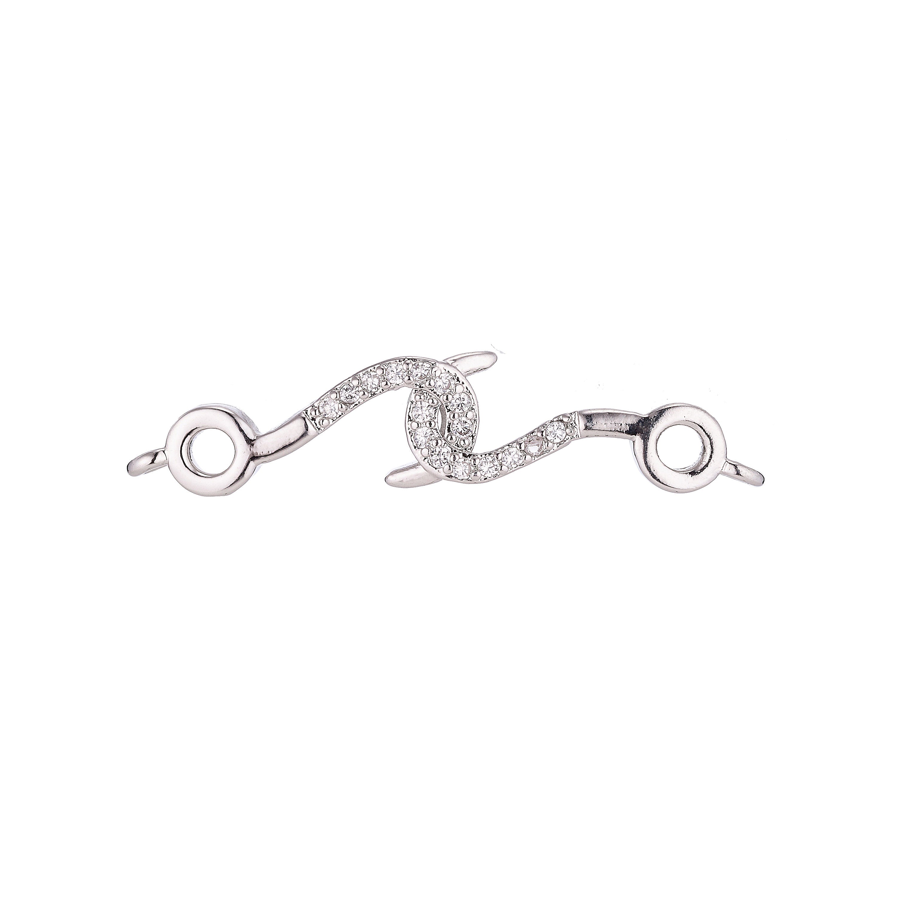 Gold Filled Hook Tangled Cubic Zirconia Bracelet Charm Bead Connector For Jewelry Making Finding F-067