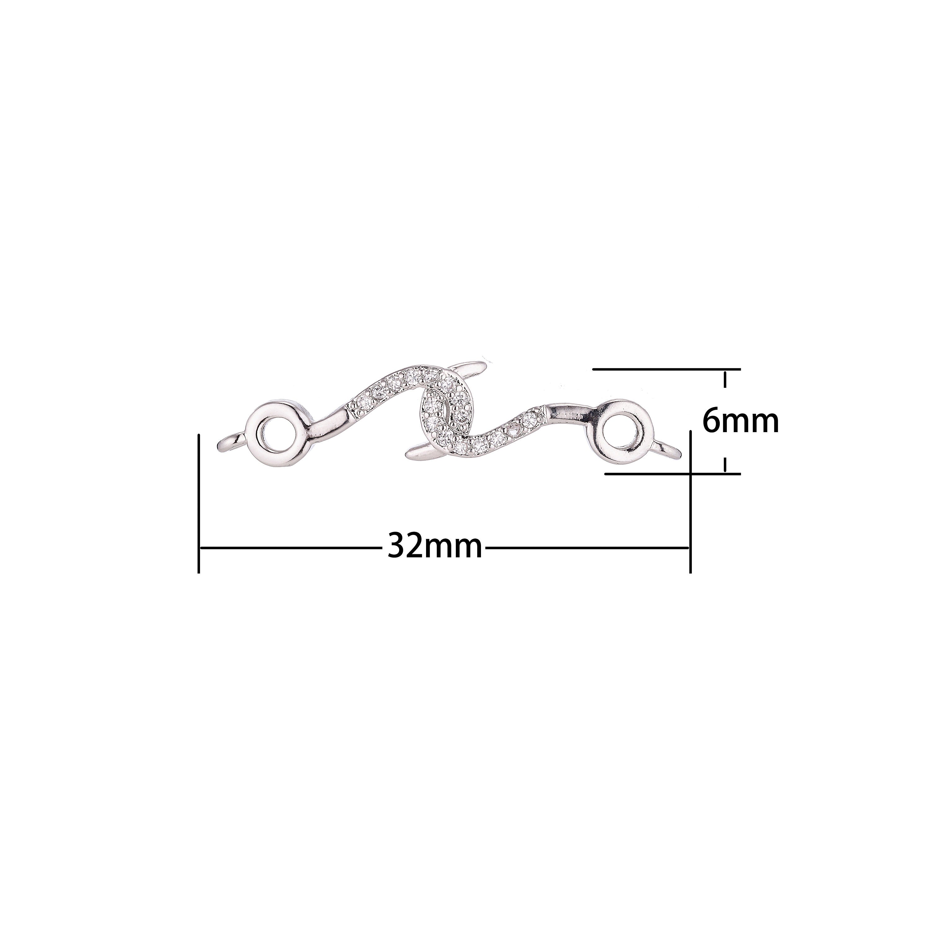 Gold Filled Hook Tangled Cubic Zirconia Bracelet Charm Bead Connector For Jewelry Making Finding F-067