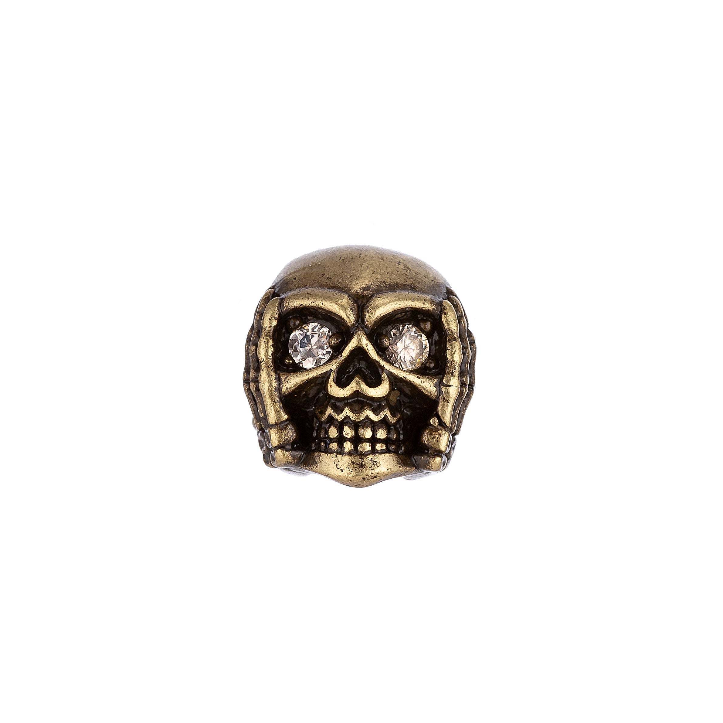Gold Filled 10mm Antique Skull Head Spacer Bead | B-015