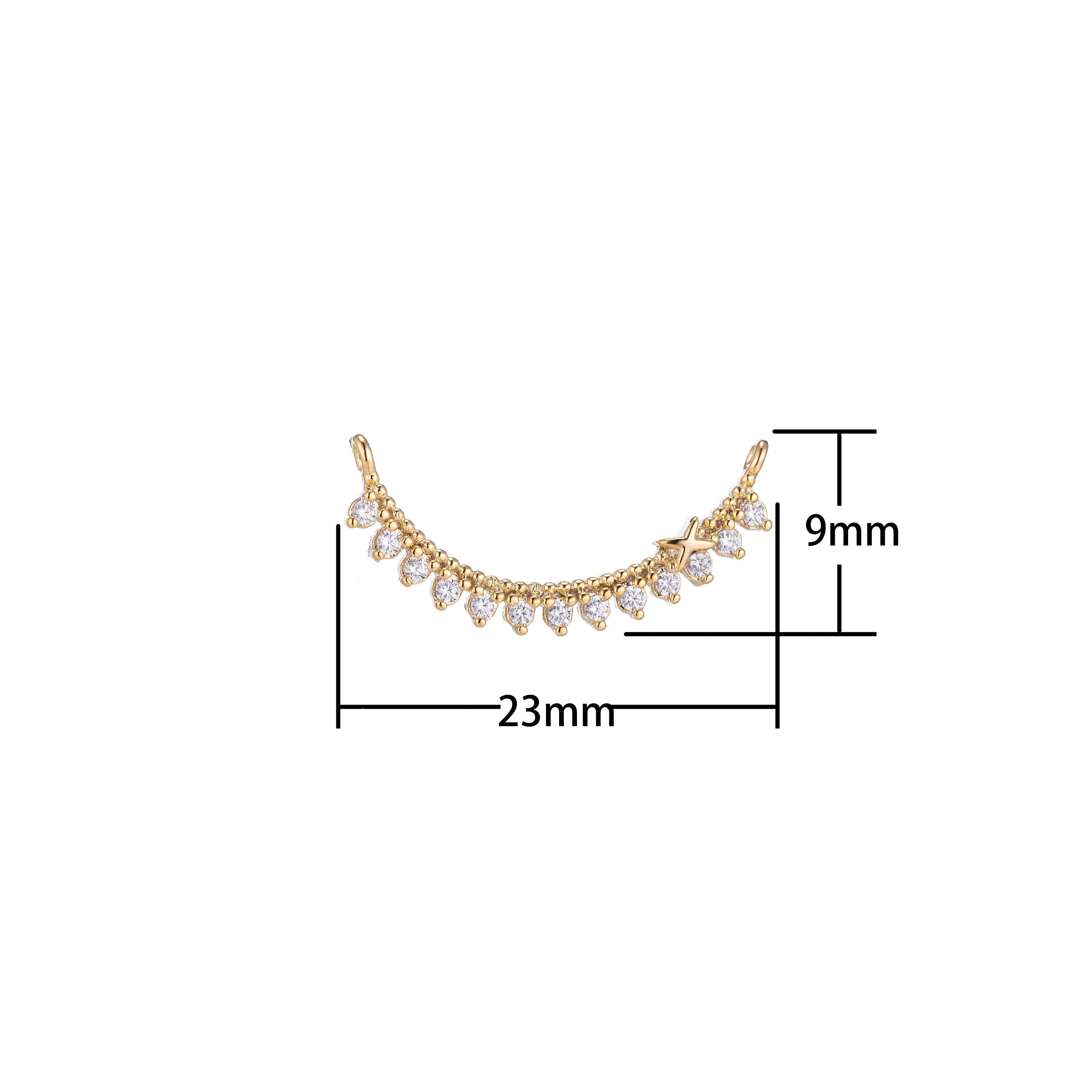 Dainty Gold Linked Crystal Bracelet Connector, Elegant Micro Pave CZ Charm, Minimalist Chic Necklace Pendant for Jewelry Making - DLUXCA
