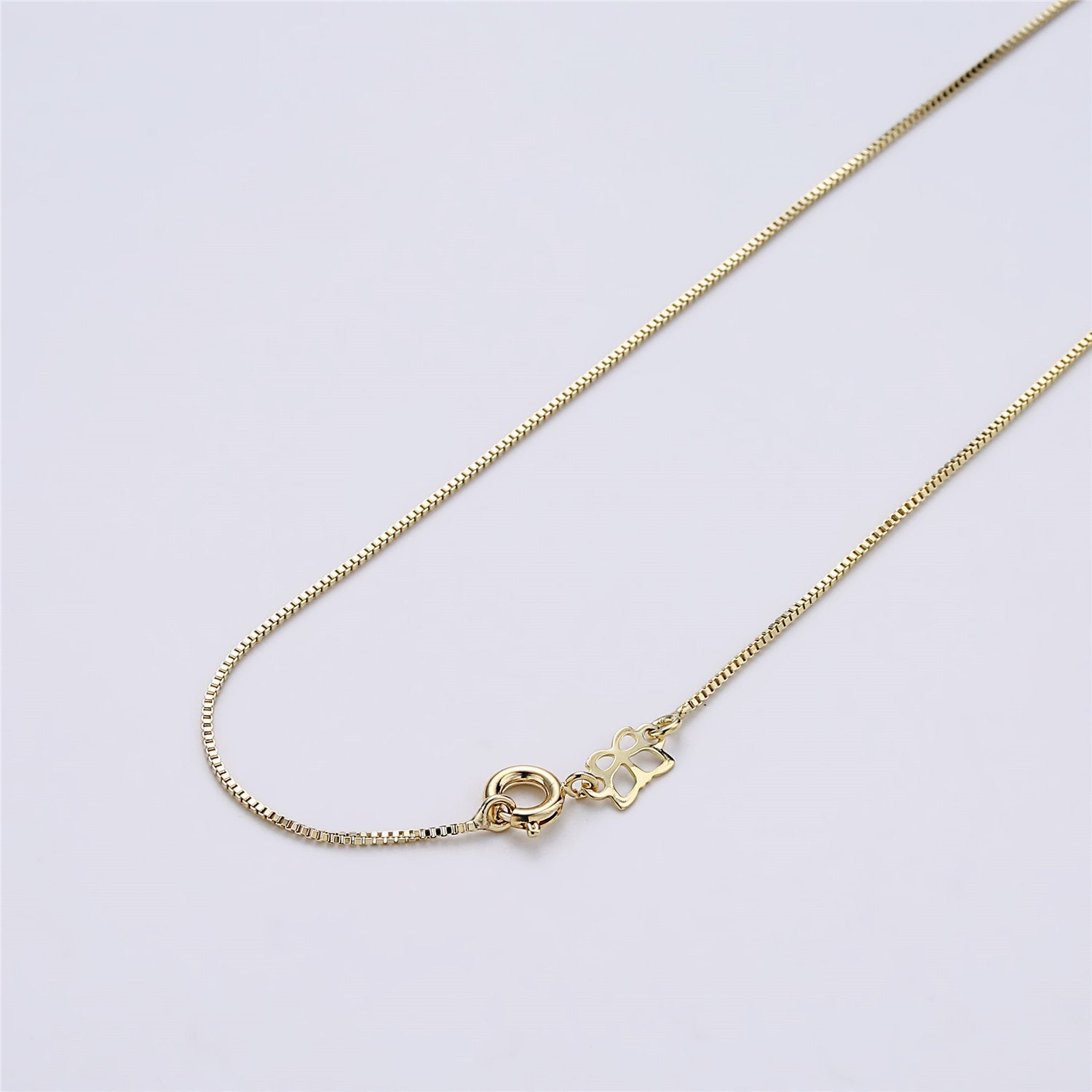 Dainty Gold Everyday Necklace / 14k Gold Filled Chain Necklace / 18 inch Dainty Box Chain Necklace / Minimal Jewelry / Everyday Necklace - DLUXCA