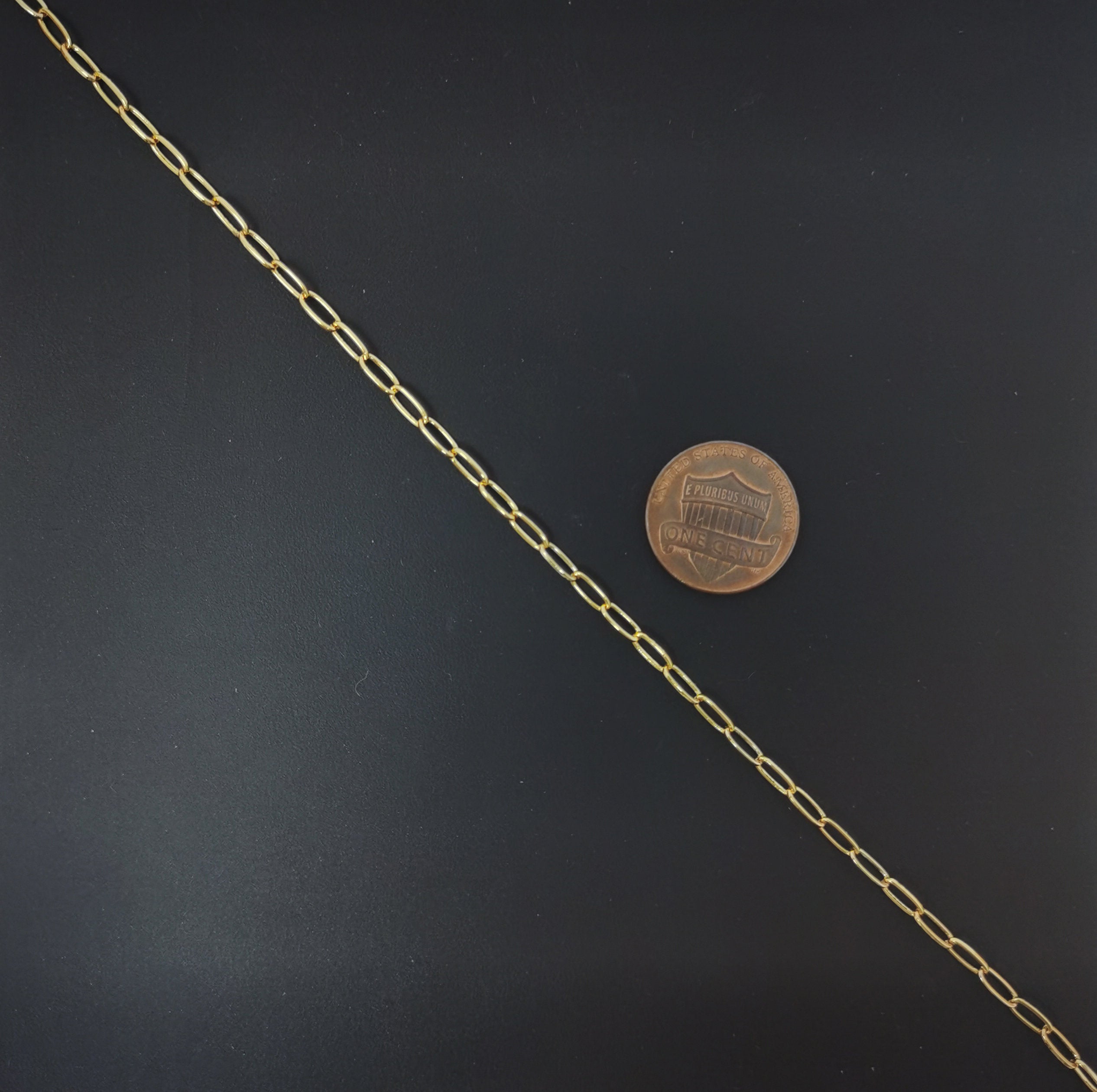 24K Gold Filled Thin PAPER CLIP Elongated Layer Necklace Oval Link Chain Delicate Chain, Unfinished Chain by Yard For Necklace Bracelet Component | ROLL-039