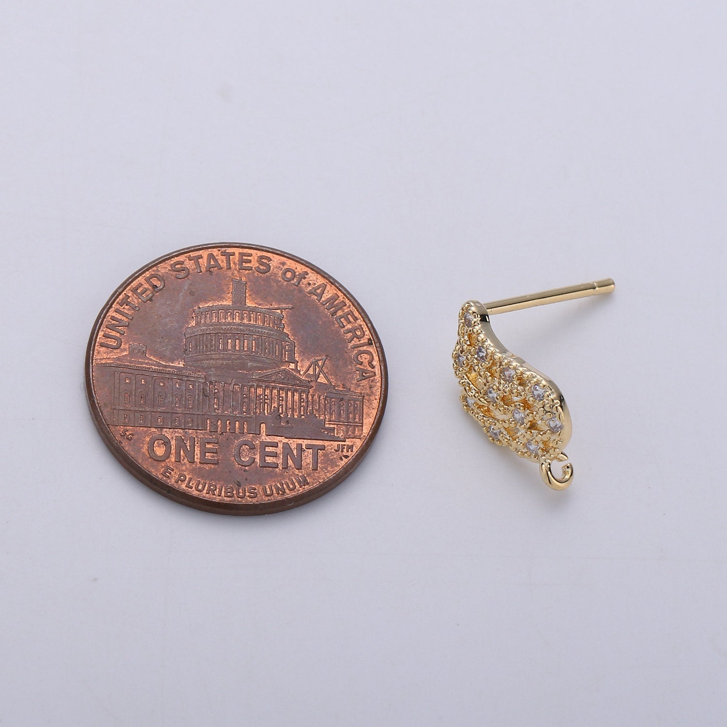 1 pair Wing Stud Earring Charm • 24k Gold Filled• Micro Pave angel wing • Jewelry Making Supplies • Open Link for Jewelry Making Supply - DLUXCA