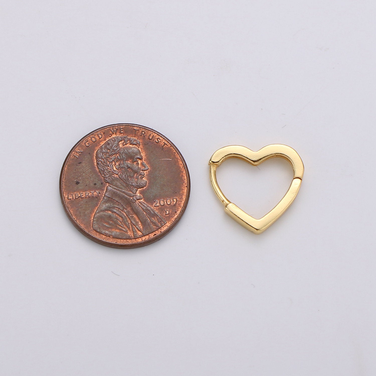 1 pair Dainty Gold Heart Hoop Earrings, Small Gold One Touch Hoops, Heart Earring Gift For Her 24k Gold Filled Earring - DLUXCA