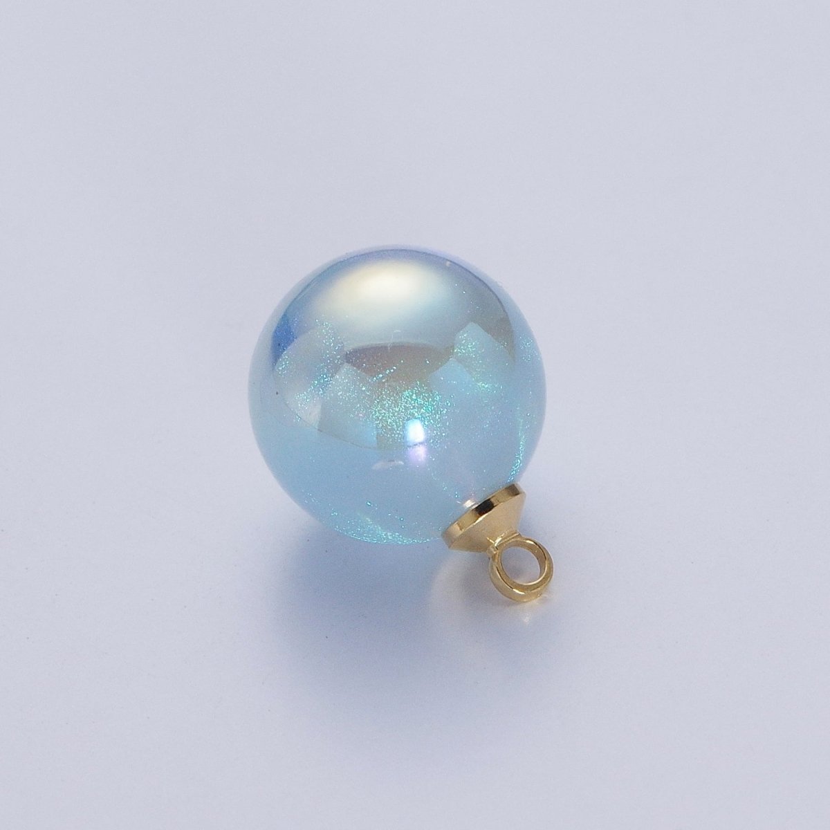 Iridescent Sparkly Blue & White Pearl Round Charm Pendant For Jewelry Making  P-1558~P-1562