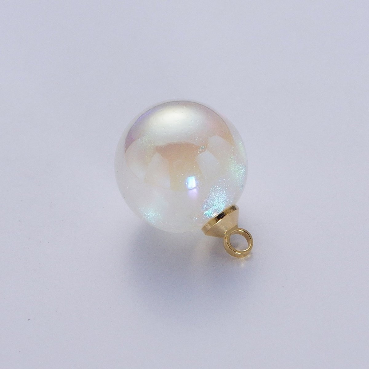 Iridescent Sparkly Blue & White Pearl Round Charm Pendant For Jewelry Making  P-1558~P-1562