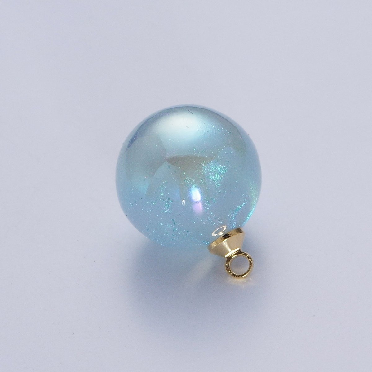 Iridescent Sparkly Blue & White Pearl Round Charm Pendant For Jewelry Making  P-1558~P-1562