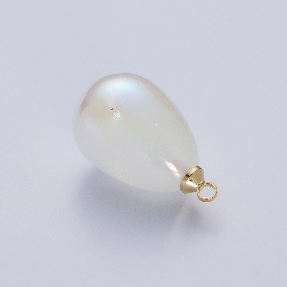 Iridescent Sparkly White Teardrop Pearl Charm Pendant For Jewelry Making P-1556 P-1557