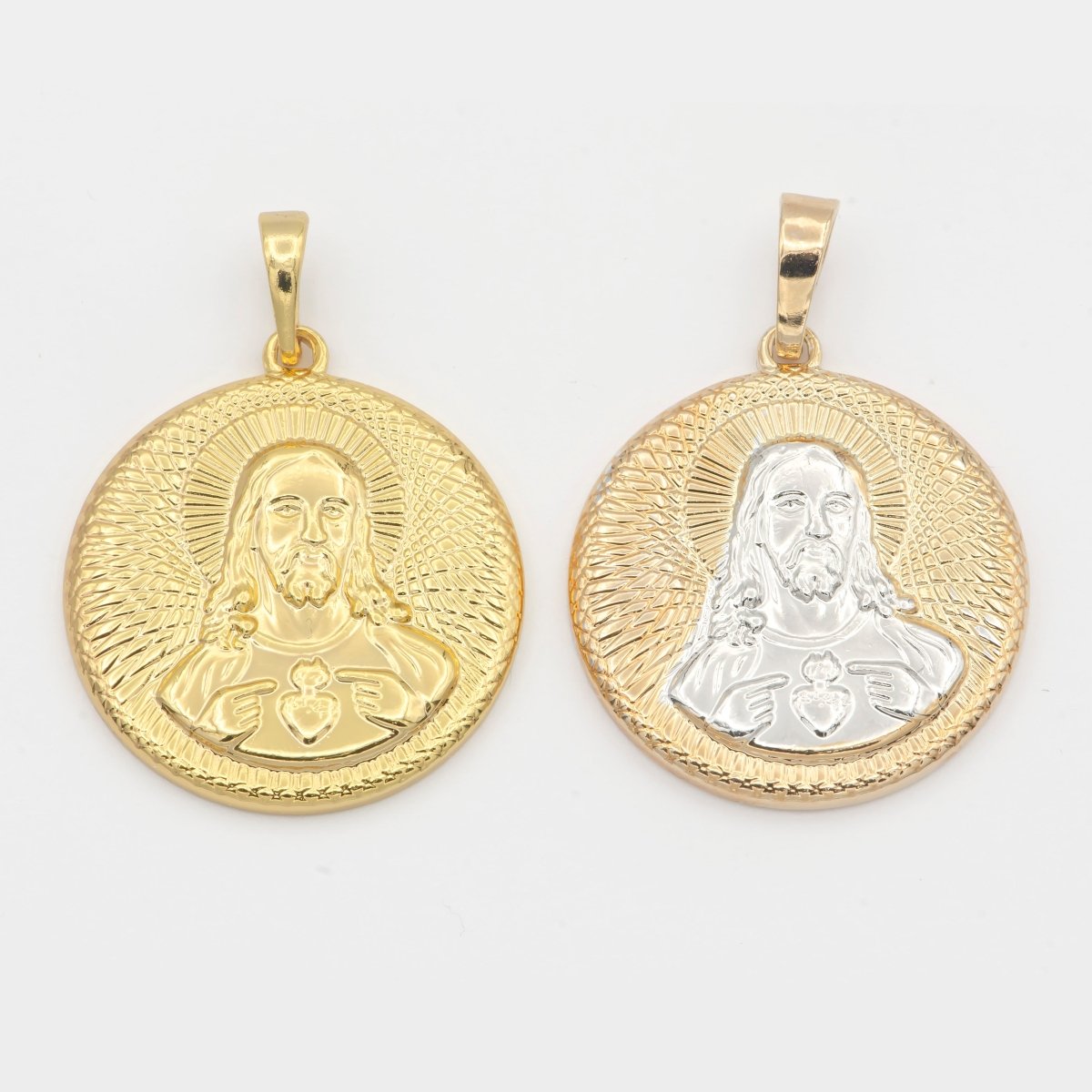 Jesus Christ Pendant Gold Plated Necklace - Sacred Heart of Jesus Christ Pendant - Rose Gold Plated Pendant - Religious Pendant H-207