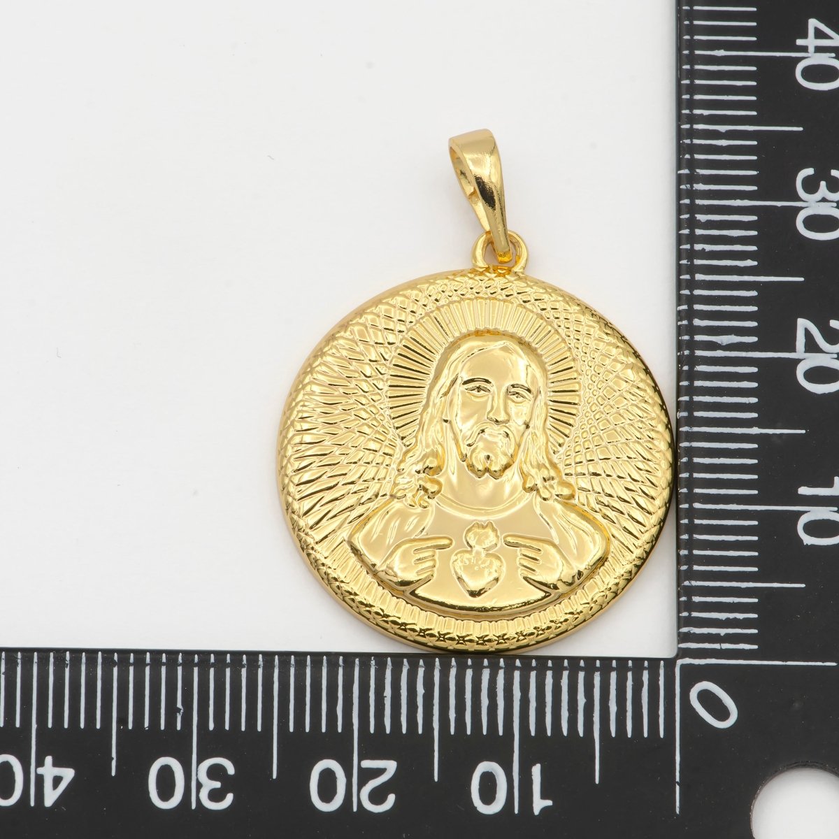 Jesus Christ Pendant Gold Plated Necklace - Sacred Heart of Jesus Christ Pendant - Rose Gold Plated Pendant - Religious Pendant H-207
