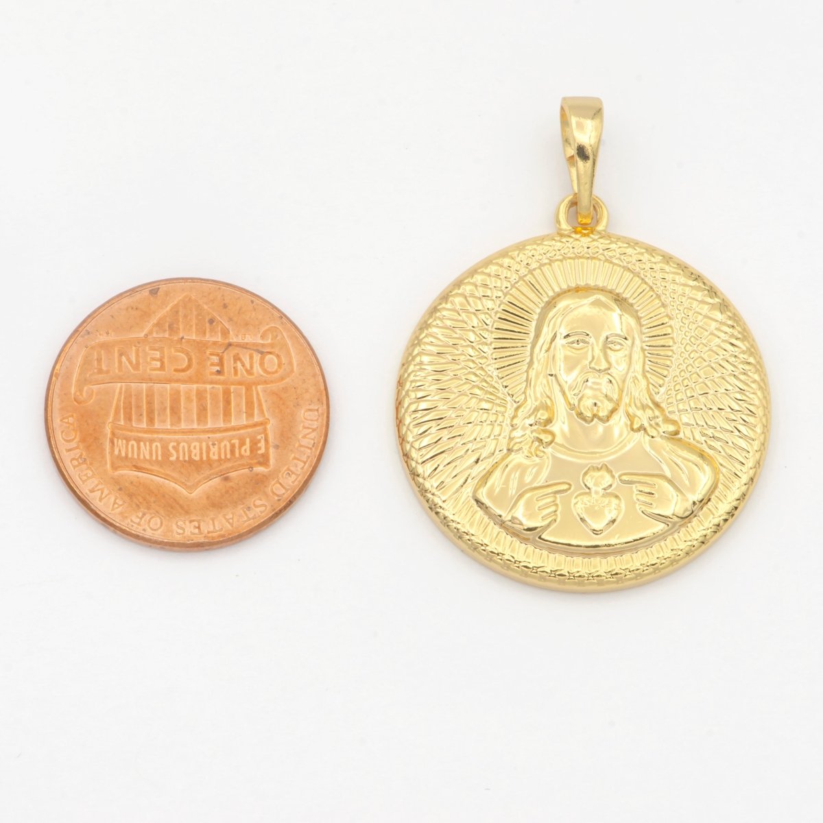 Jesus Christ Pendant Gold Plated Necklace - Sacred Heart of Jesus Christ Pendant - Rose Gold Plated Pendant - Religious Pendant H-207