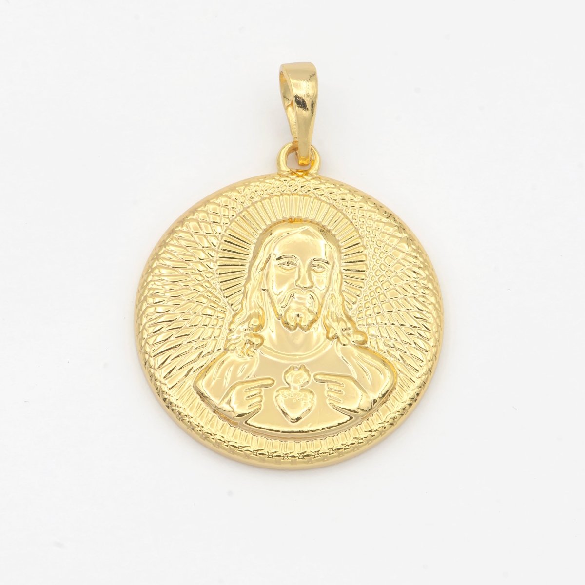 Jesus Christ Pendant Gold Plated Necklace - Sacred Heart of Jesus Christ Pendant - Rose Gold Plated Pendant - Religious Pendant H-207
