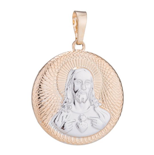 Jesus Christ Pendant Gold Plated Necklace - Sacred Heart of Jesus Christ Pendant - Rose Gold Plated Pendant - Religious Pendant H-207