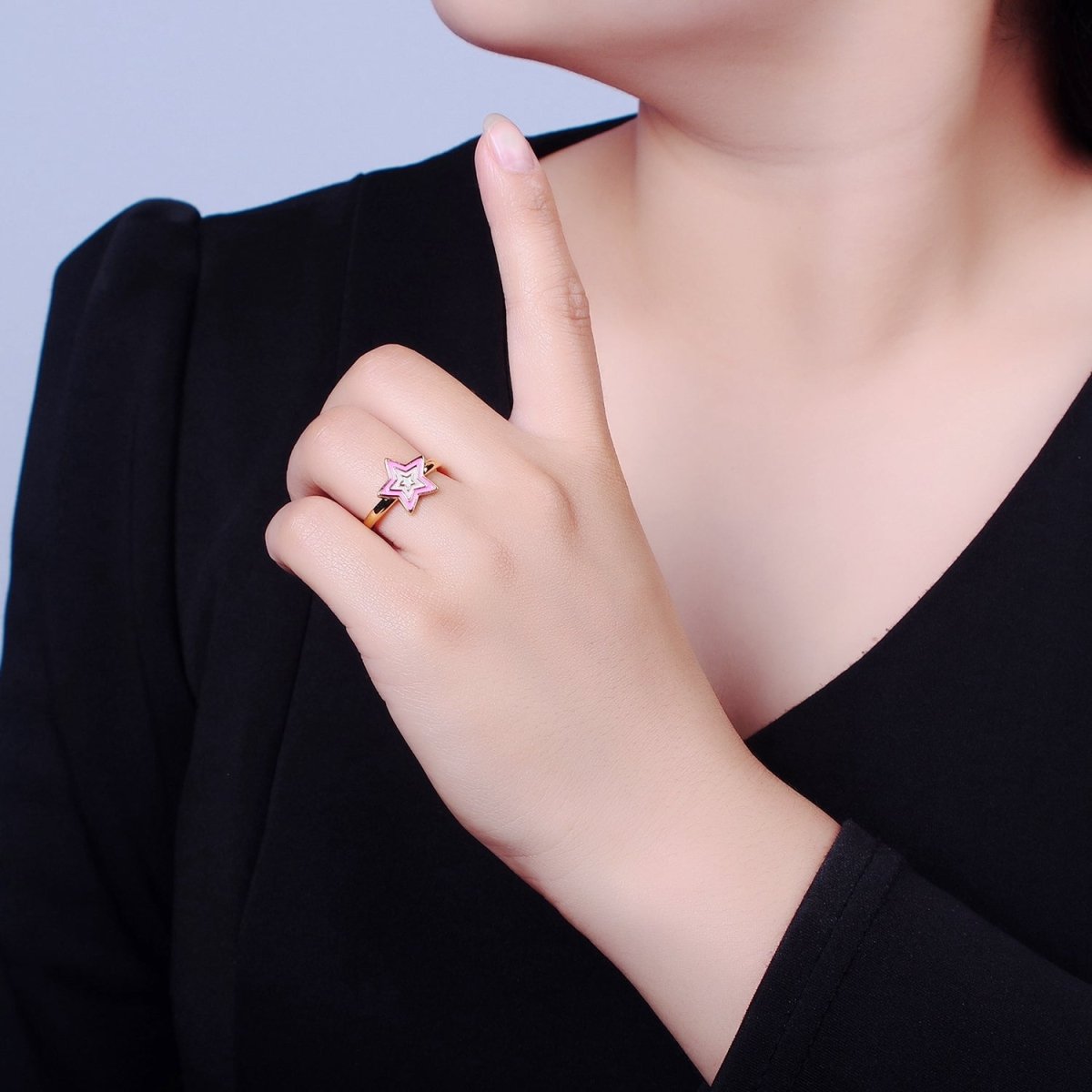 Kawaii Star Ring for Kids Jewelry Open Adjustable Ring O-2212 O-2213 O-2214