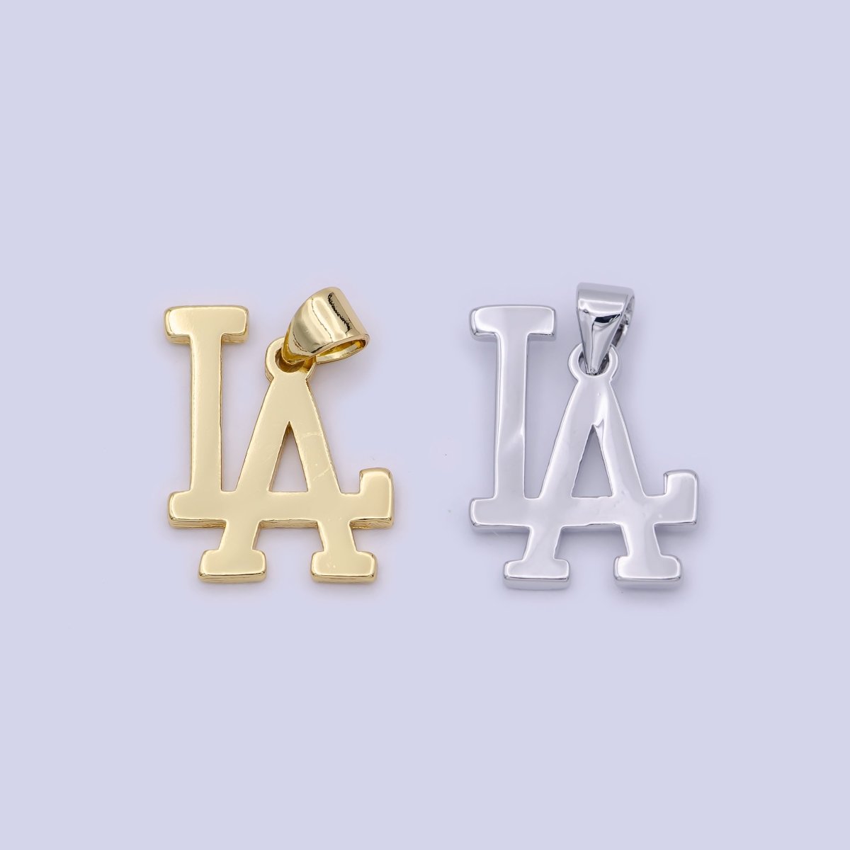 LA Charm Necklace | Los Angeles Pendant | So Cal | LA Gifts For Her Him | LA Initial | Silver Baseball Charm H-481 H-482