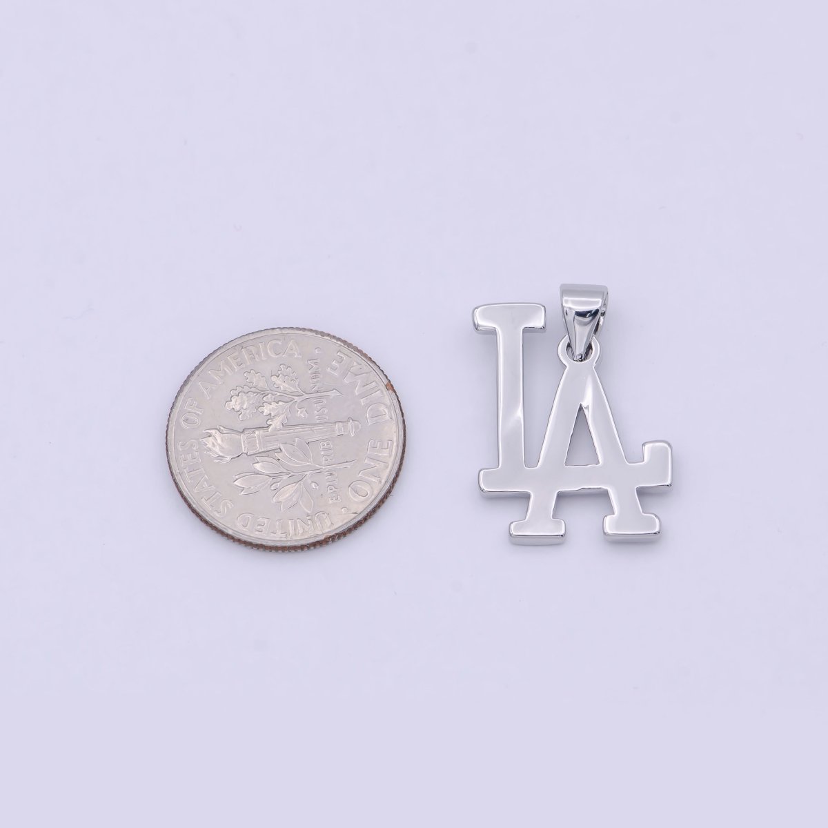 LA Charm Necklace | Los Angeles Pendant | So Cal | LA Gifts For Her Him | LA Initial | Silver Baseball Charm H-481 H-482