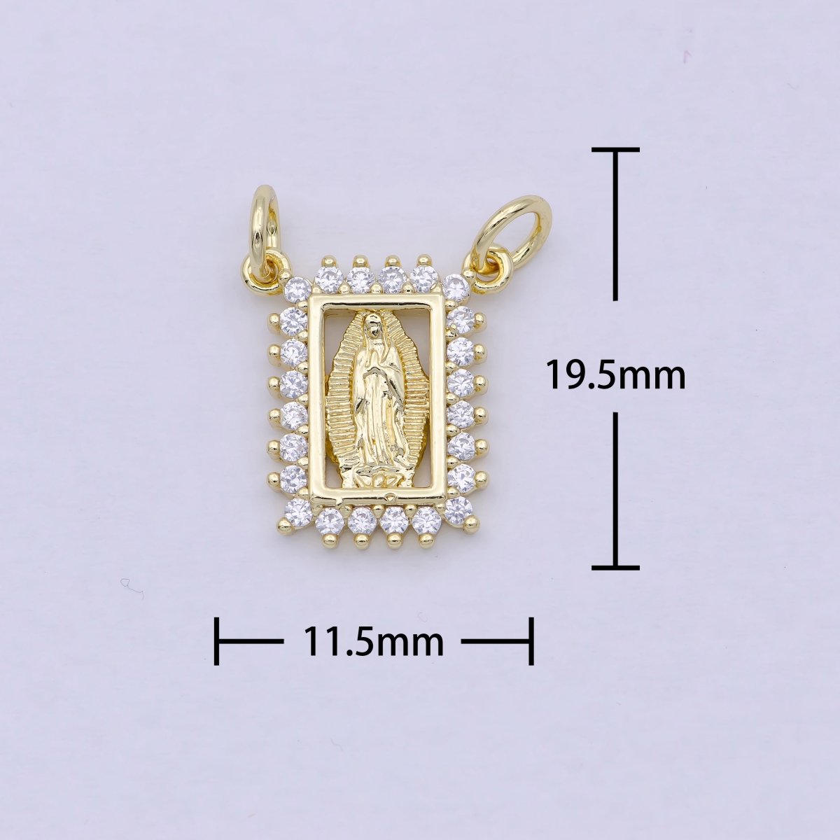 Lady Guadalupe Charms Link Connector Micro Pave Virgin Mary Charm 2 Hole Charm for Bracelet Necklace Component W-185 - DLUXCA