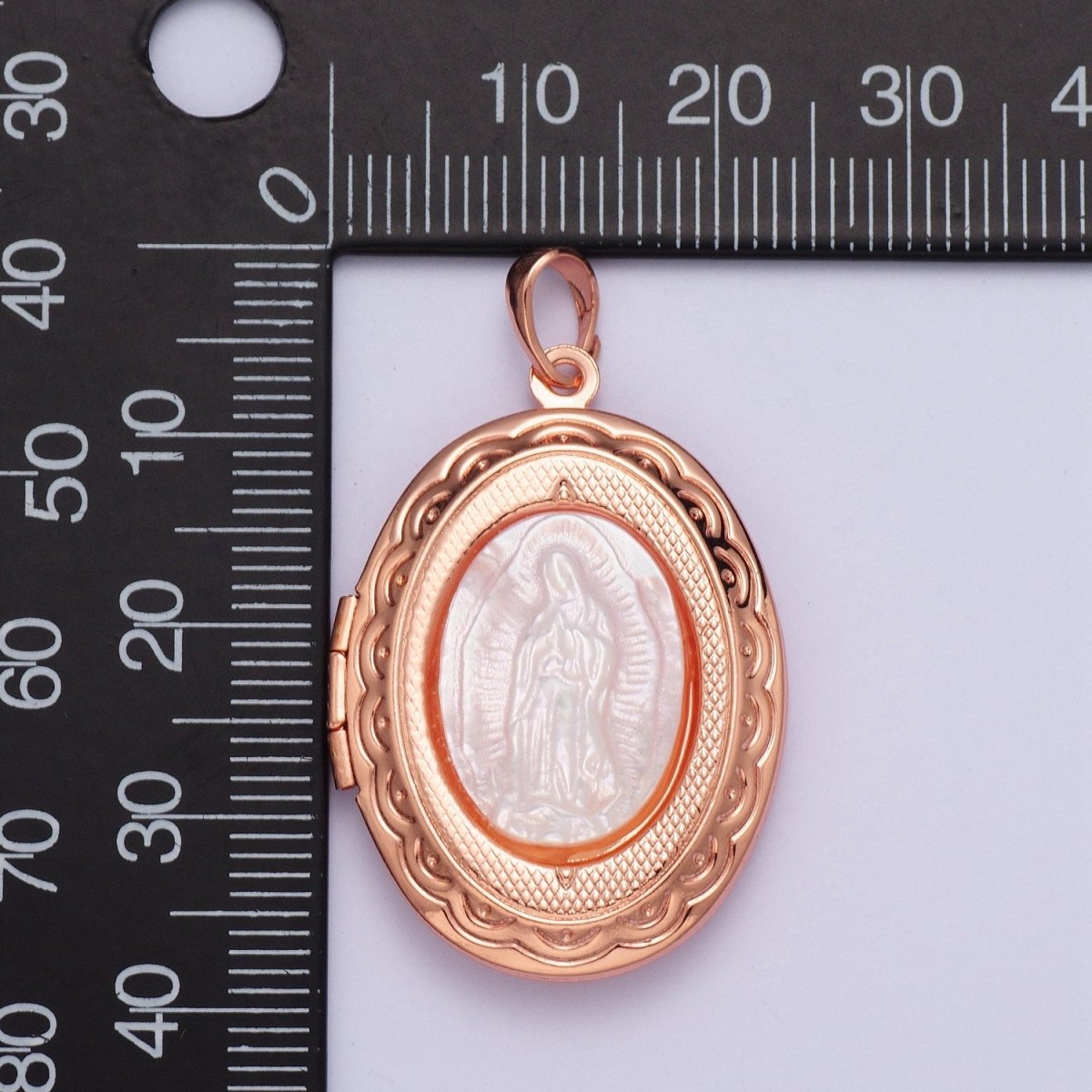 Lady of Guadalupe Detailed Double Sided Locket Pendant Open Locket Pearl Necklace Bracelet Supply | X-469 X-470 X-471
